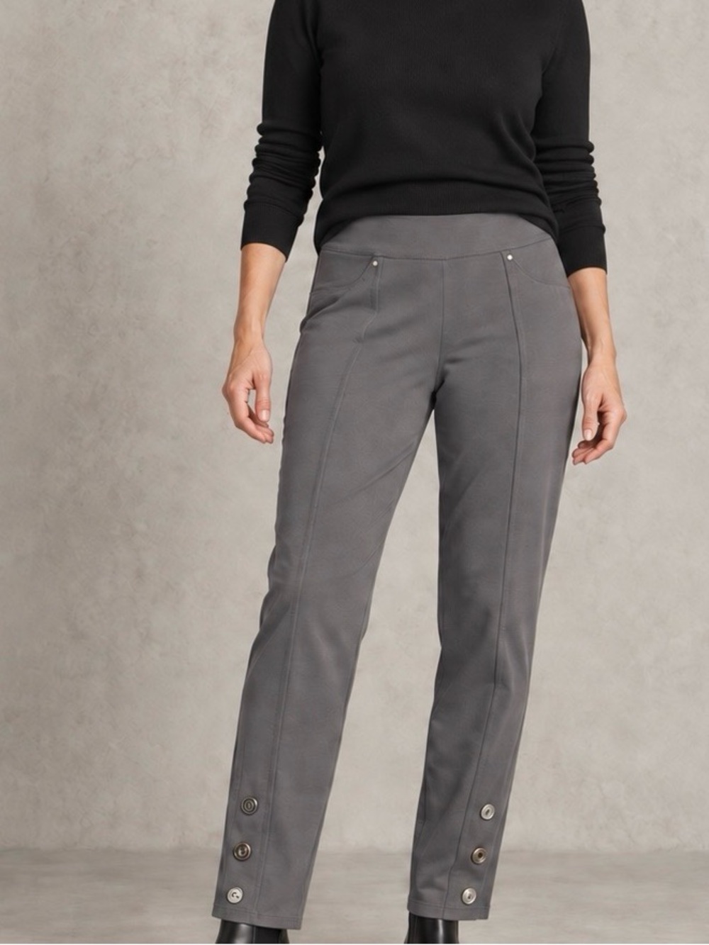 Neon Buddha Grey Pull-On Slim Straight Pants L